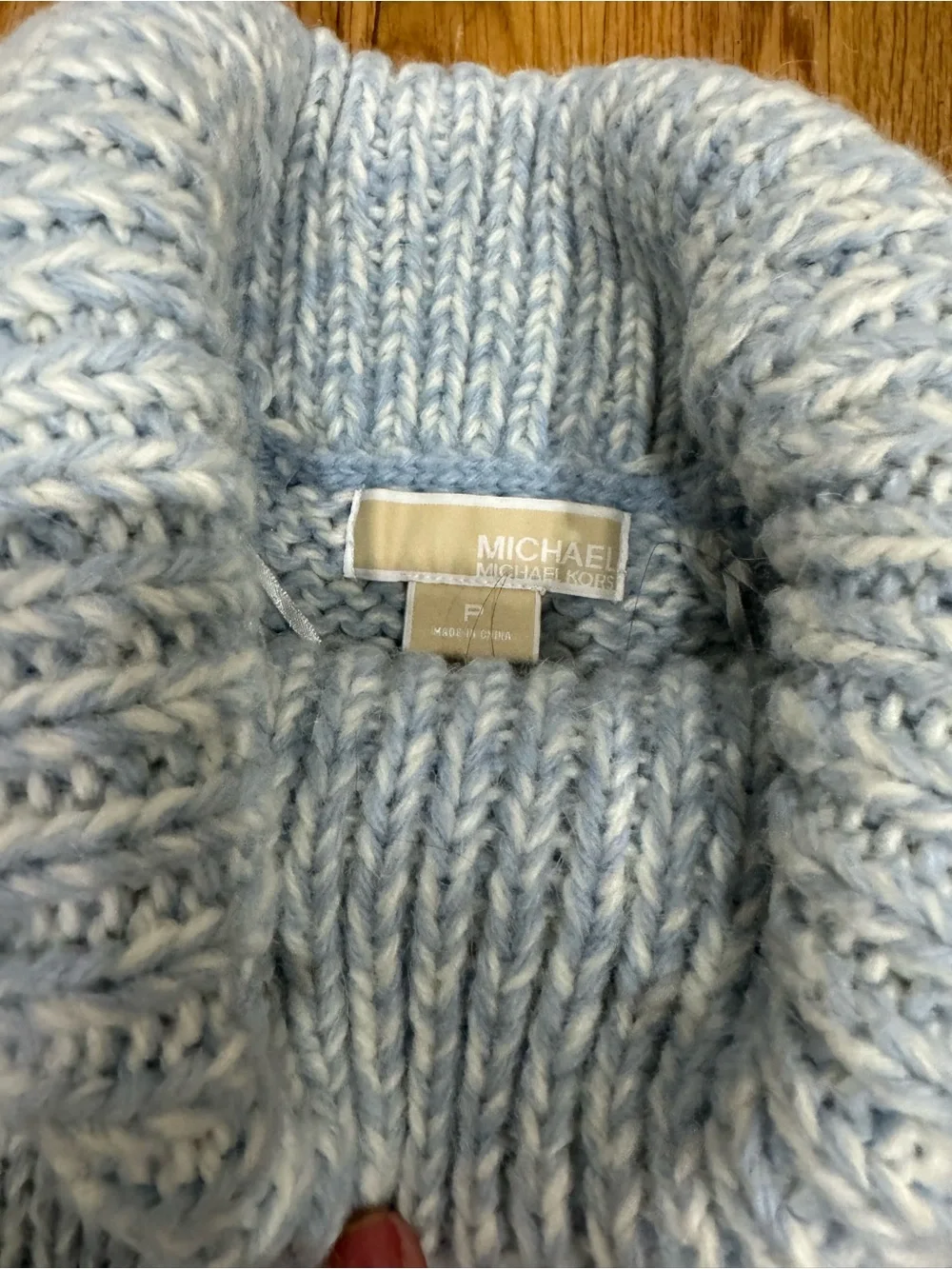 Michael Kors Sky Blue Marled Cowl Neck Sweater
